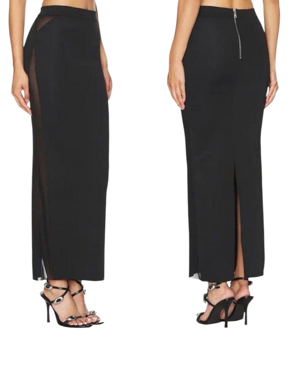 RtA Gizelle Black Mesh Panel Maxi Skirt NWT Size 6